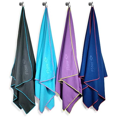 Flow Hydro Sport Towel - Microfiber Quick Dry Swimming Towels for Swim, Pool, Triathlon, and Other Water Sports in Medium, Large, Extra Large, and Hooded Sizes (Lime, Large (60" x 30"))