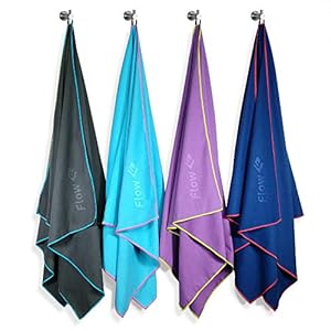 Flow Hydro Sport Towel – Microfiber Quick Dry Swimming Towels for Swim, Pool, Triathlon, and Other Water Sports in Medium, Large, Extra Large, and Hooded Sizes (Aqua, Large (60″ x 30″))
