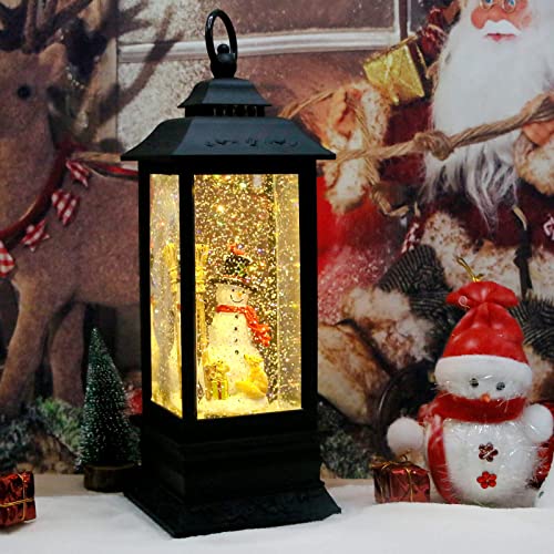 Yurozac Lighted Christmas Snow Globe Musical Lantern With 8 Songs & 6H Timer Battery Operated Water Swirling Glitter Snowman Lantern 12" For Nightmare Before Christmas Home Party Decorations Indoor #TOP5