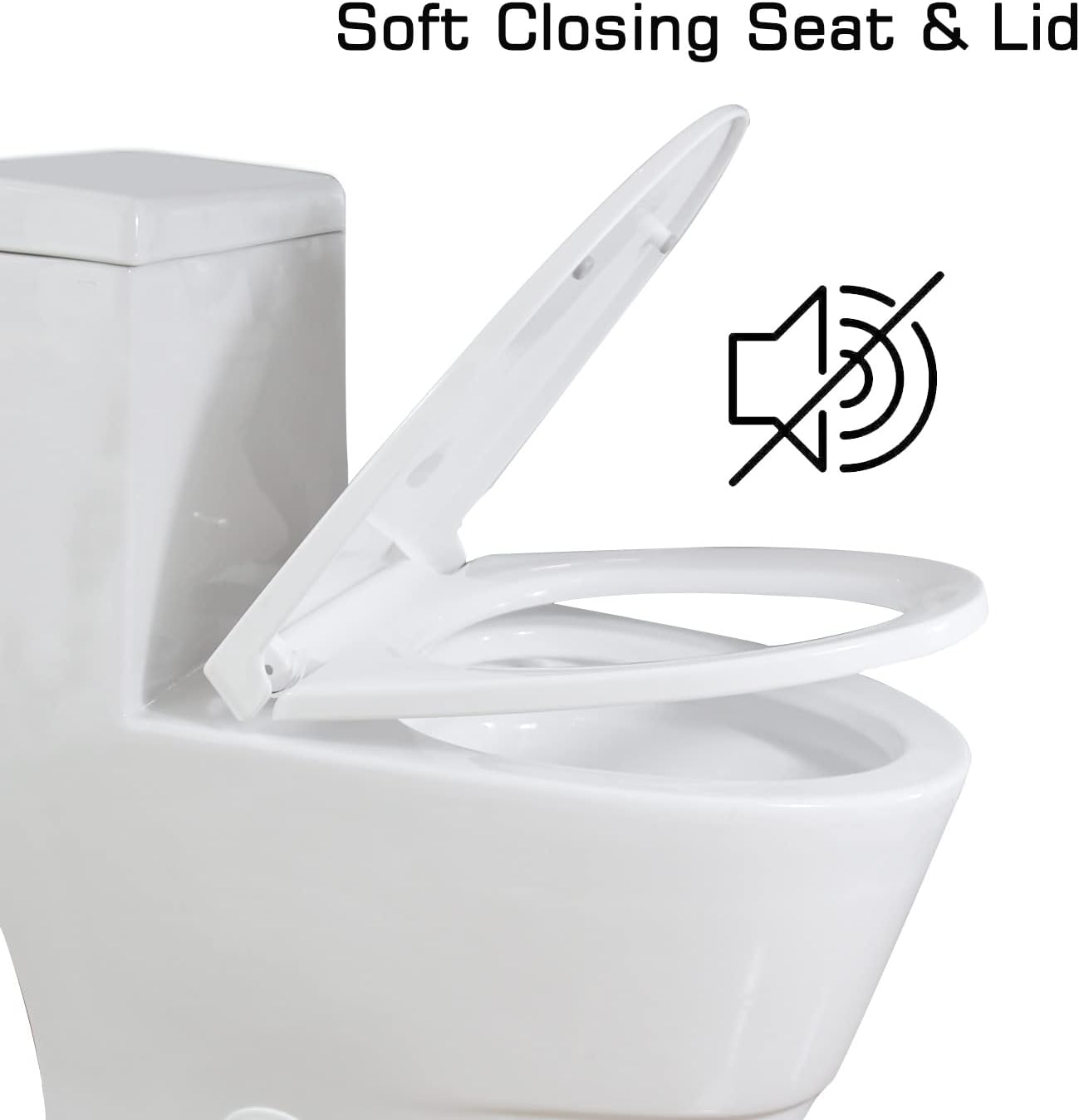 SouNor Elongated One Piece Toilet Dual Flush 1.1/1.6 GPF Modern Bathroom Comfort Water Closet, White (1012) - 