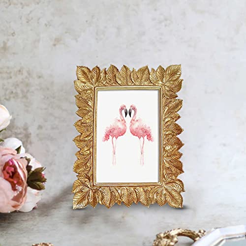 Image of Art Street Table Photo Frame Gold Leaf Design Photoframe Tabletop Picture Frame for Table, Desk, Birthday, Wedding, Return Gift (5 x 7 Inch)