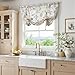 jinchan Linen Floral Valance Tie up Curtains for Small Windows 54 Inch Farmhouse Kitchen Cafe Curtains Rod Pocket Country Tropical Flower for Laundry Room Bathroom Rod Pocket 1 Panel Blue
