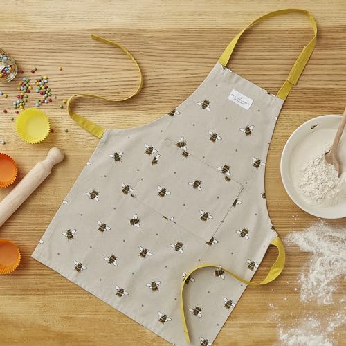 Cooksmart Kids British Designed Cotton Apron | Aprons For Cooking, Arts & Crafts or Other Hobbies | Childrens Aprons For Baking, Cooking, Cleaning or Arts & Crafts - Bubmle Bees - Image 2