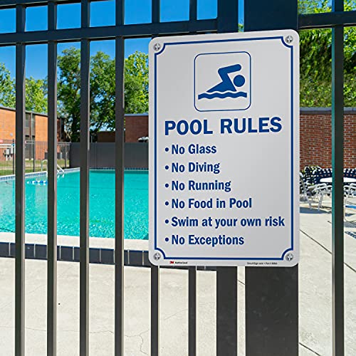 Cartel de reglas para piscina 18x12 pulgadas aluminio miniatura 3