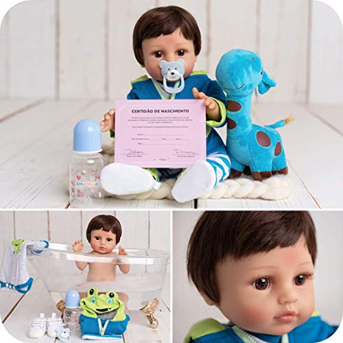 Boneco Bebê Reborn Guilherme Jacaré Menino 48cm Pode Tomar Banho