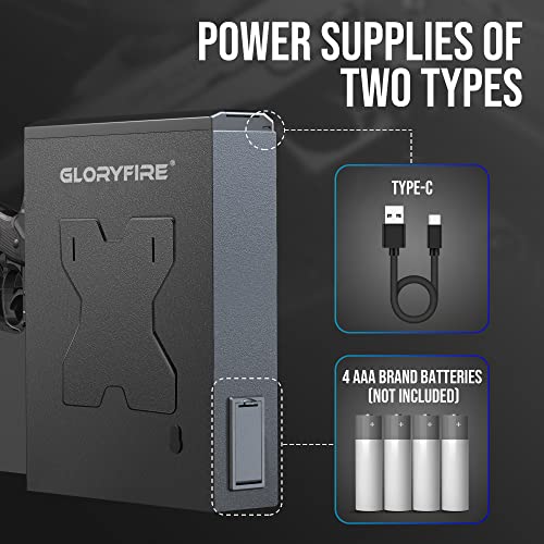 Gun Safe Biometric Gun Safes For Pistols Quick Auto-Open Sliding Door Lock Box California Doj Certified Gun Case,Fingerprint Keypad Lock And Key Lock For Nightstand Wall Mount Bedside Desk Vehicle Bed #TOP5