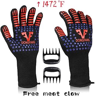 VF DONGFANG BBQ Gloves Extreme Heat Resistant 1472℉,Durable Food Grade Silicone Non-Slip Barbecue