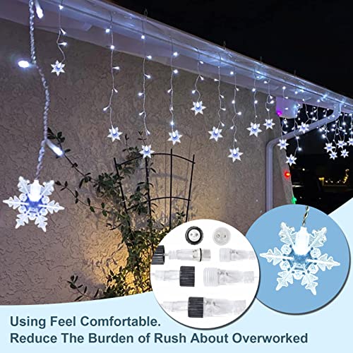 Shuomei Icicle String Lights With 36 Snowflake Drops, 216 Led 17.2Ft 8 Modes Christmas Snowflake Lights, Fairy String Lights Waterproof Christmas Lights Indoor Outdoor Decorations #TOP2