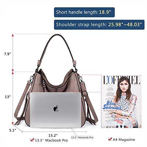 Image of Realer Hobo Crossbody Bags for Women Designer Faux Leather Hobo Handbags Retro Large Size Shoulder Bag Bucket Purse