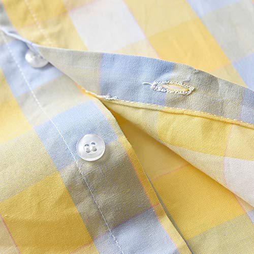 Joycebaby Toddler Boy Clothes, Baby Boys Plaid Shirt+Suspender Shorts Outfit(Yellow, 120/4-5T) #TOP3