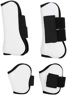 Zerodis Horse Leg Guard, 4PCS PU Shell Horse Front Back Leg Guard Boot Wrap Protective Boots Horse Fly Protection Leg Guards Set During Jump