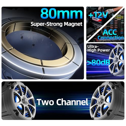 Image of 1200W 6.5 Inch Marine Speakers, Built-in Bluetooth & Amplifier, IPX6 Waterproof Powered Subwoofers, RGB Lights, 2-Way, Independent Remote Control, Boats Audio System for ATVs, UTVs, Jeeps, Golf Cart