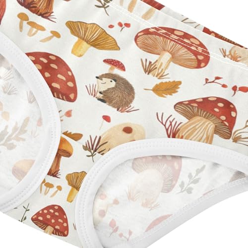 ZZKKO Fall Hedgehogs and Mushrooms Girls Underwear Toddler Panties for Girls Comfort Brief Size 8Y3