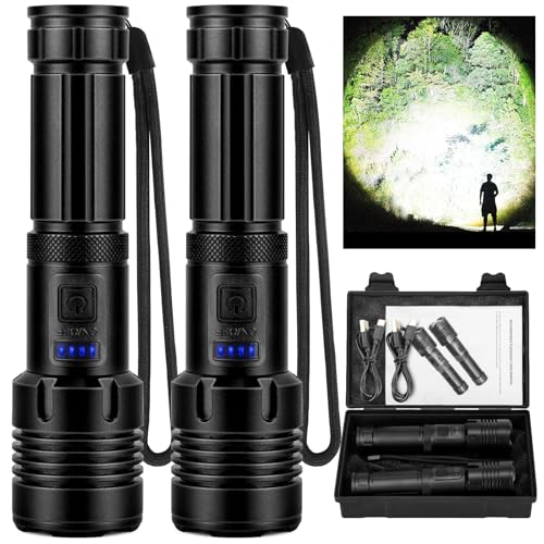 Lampe de poche rechargeable 990000 lumens étanche et puissante lot de 2