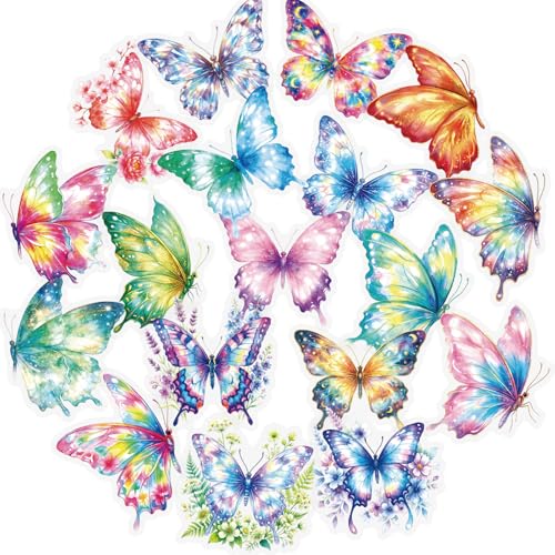 Image of 50 Pieces Natura Themed Transparent Stickers for Scrapbooking, Self-Adhesive Scrapbooking Stickers Supplies Journal Stuffers for Adult Card Making Letters DIY (Butterfly)
