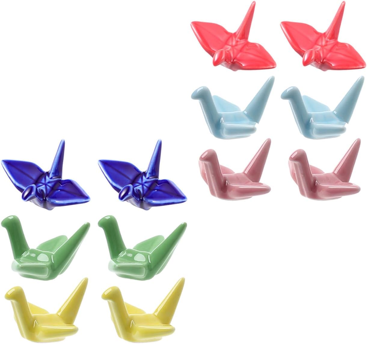 SMASOLO 12pcs Japanese-style Ceramic Paper Crane Chopsticks Holder and Spoon Fork Rest Elegant Utensil Stand for Home Dining Smooth Surface Porcelain Design