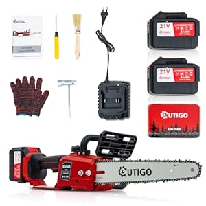 OUTIGO Motosierra Bateria, Motosierra ElÃ©ctrica 12 Pulgadas, 2 * 4500mah BaterÃ­a, Motosierra 1 Cadena a+ 1 Barras de guÃ­a, Motosierra elÃ©ctrica inalÃ¡mbrica 1000w