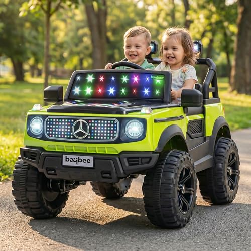 Image of Baybee CruzeX 4x4 Battery Operated Jeep for Kids with Parental Control | Baby Ride On Electric Car with RGB Lights, Music & Swing Mode | Rechargeable Battery Car for Kids 2to6 Years (Florescent Green)