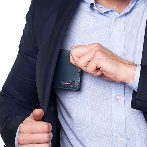 Image of Alpine Swiss Connor Executive Bifold Wallet | Business Passcase for Men | Premium Leather | Dual ID Windows | RFID Blocking | Gift Box Included Glossy Nappa Teal