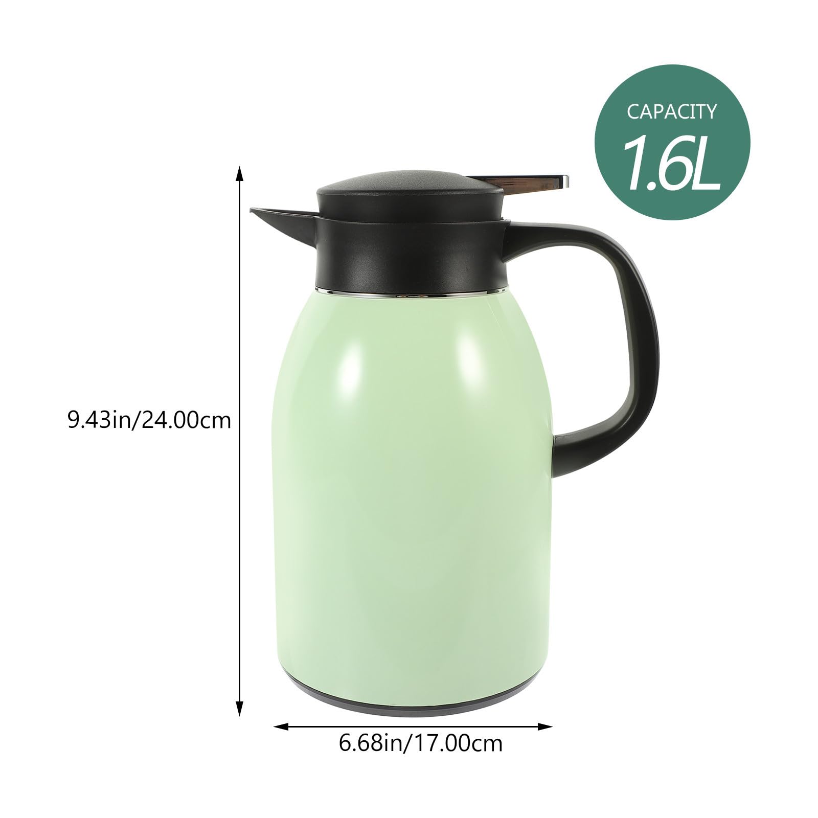 SOLUSTRE Borraccia Termica in Acciaio Inox 1.6l Grande Capacità con Isolamento a Lunga Durata per Ufficio e Casa Design Semplice e Resistente