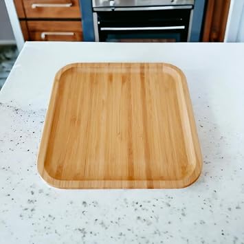 Deconox Bambu Lüx Kare Servis 20 * 20cm, Bambu Sunumluk & Çerezlik Kare Sunum Tabağı