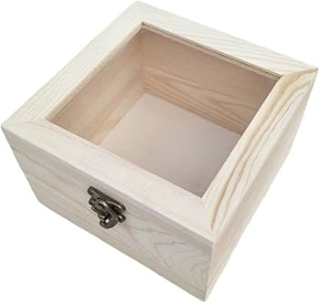 Amazon | Hellery 2個セット 木製ボックス 木箱 ガラス蓋 付き 収納盒