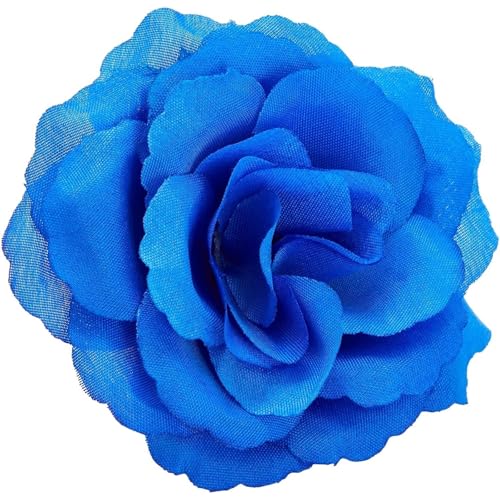 Image of Bright Creations Blue Roses Artificial Flowers - Set of 50 3 in Stemless Silk Roses - Royal Blue Reusable Water-Resistant Faux Bouquet Decor for Wedding & Home