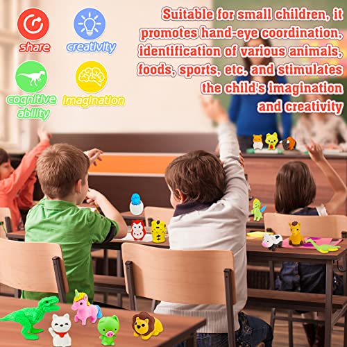 URSKYTOUS 80Pcs Animal Erasers Kids Desk Pets Pencil Erasers 3D Puzzle Erasers Bulk Mini Animal Erasers Toys Fun Cute Eraser for Classroom Rewards, Game Prizes, Treasure Box, Easter Egg Fillers