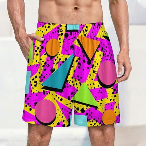 Retro 80s 90s Pattern Men's Shorts Pajama Sleepwear Swim Trunks Funny Swimsuit2