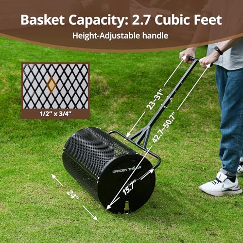 Image of Compost Spreader 24 Inch Peat Moss Spreader - Black