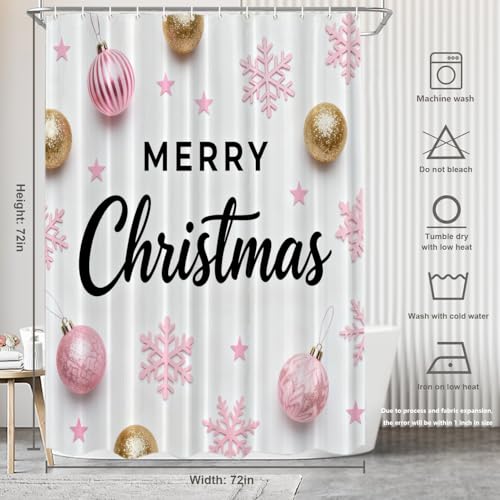 Rideau de douche de Noël or rose pour éviter l'eau au sol et décorer
