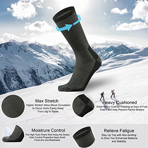 Ortis Merino Wool Moisture Wicking Outdoor Hiking Cushion Crew Socks For Men 4 Pack(Green L) #TOP1
