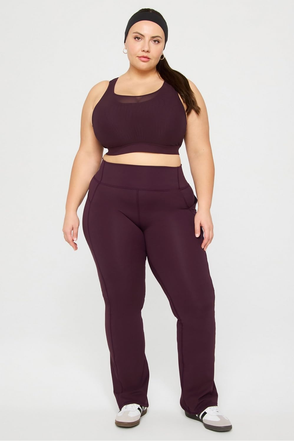 Fabletics Women's Oasis PureLuxe High-Waisted Pocketed Kick Flare, 2X/Regular, Oxblood - Image 4