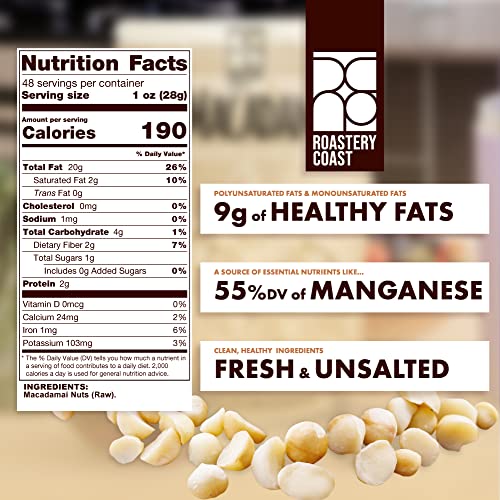 image for Roastery Coast - Daily Nuts | Just Raw Macadamia Nuts Unsalted | Bulk 