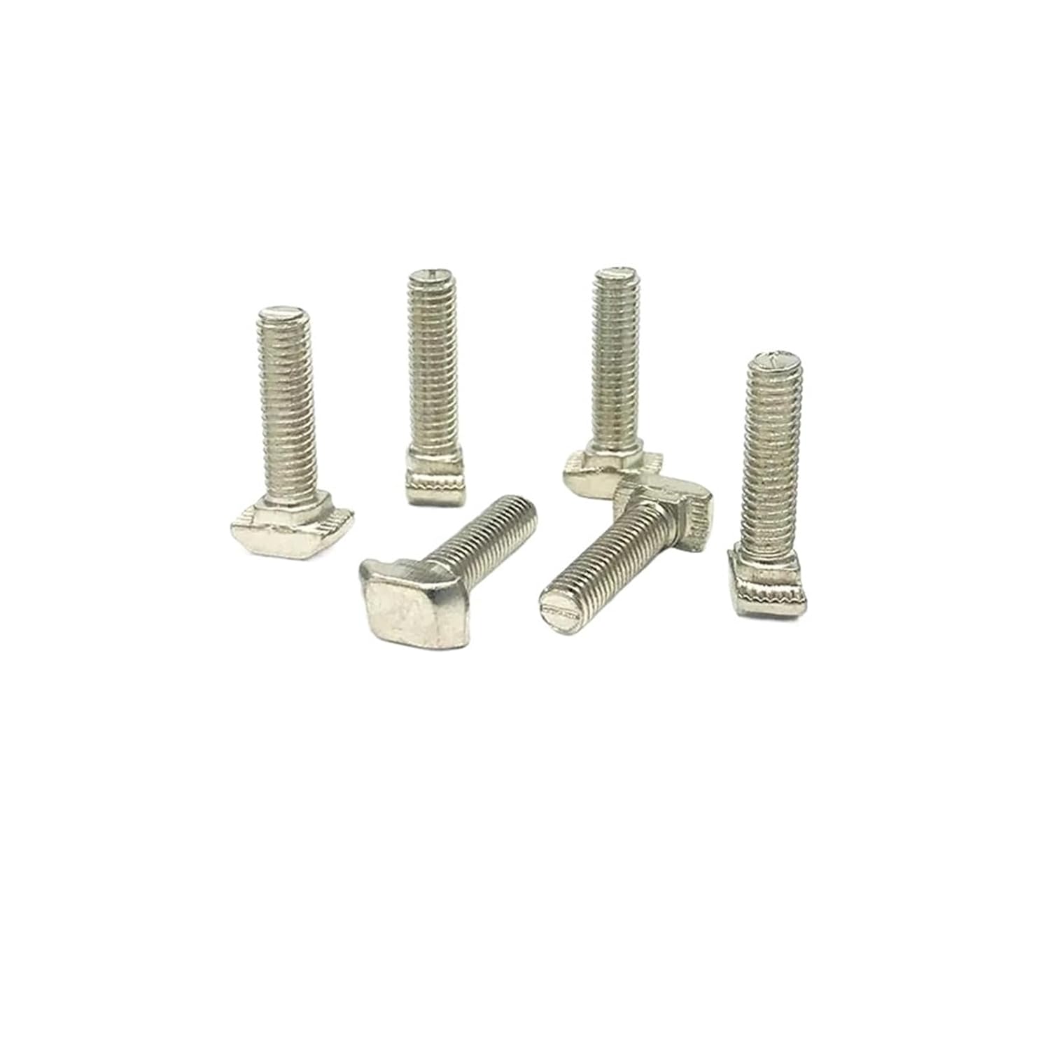 2020 3030 4040 4545 Series M3 M4 M5 M6 M8 *10/12/16/20/25mm T Bolt for Aluminum Profile T-Slot T Screw (Color : Silver, Size : 4040-M8x35 10pcs)