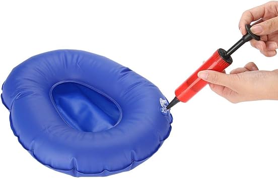 Sonew Professional Air Inflatable Potty Blue Seat Cushion Portative Chair Foldable Back