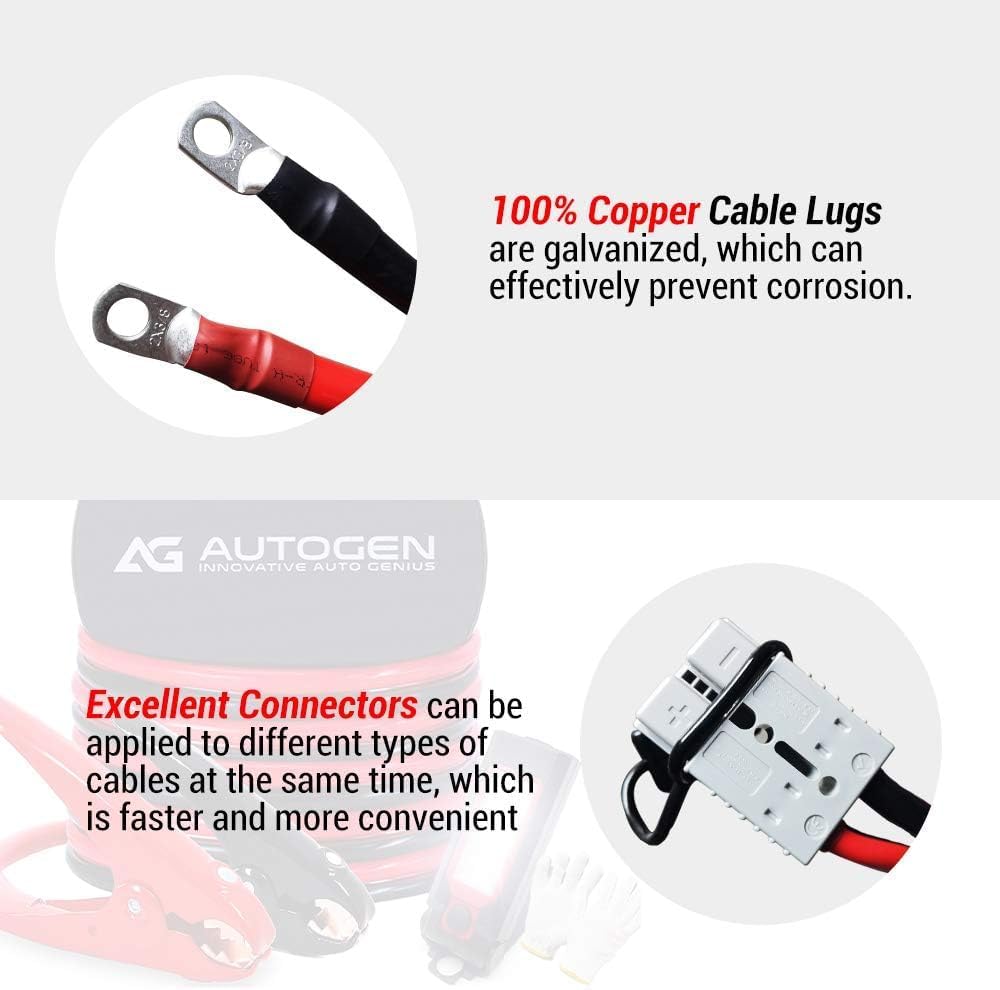 Jumper Cables Heavy Duty 1 Gauge 1GA 30 FT with Quick Connect Plugs Travel Bag for Truck SUV Car