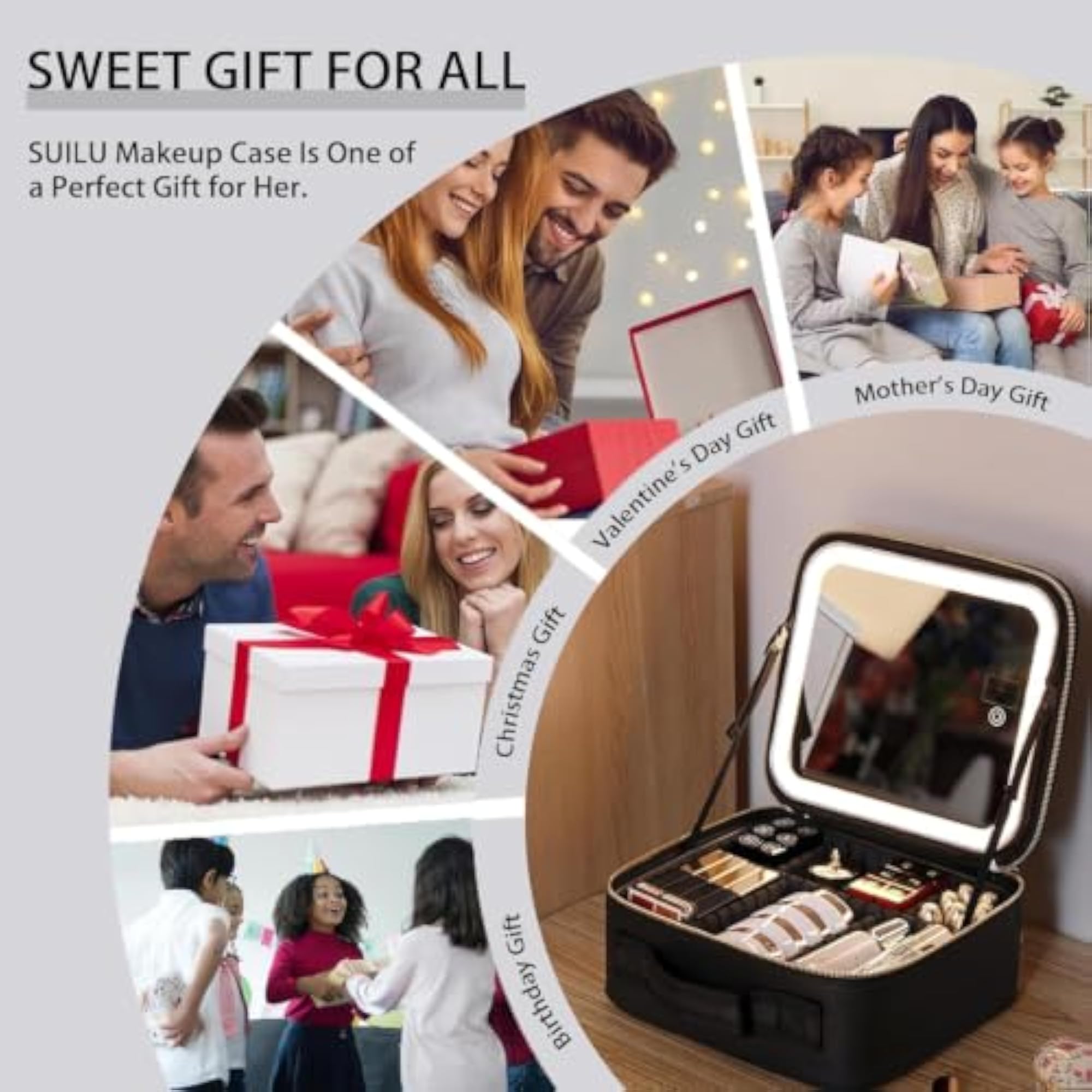Travel Makeup Case with LED Light Mirror