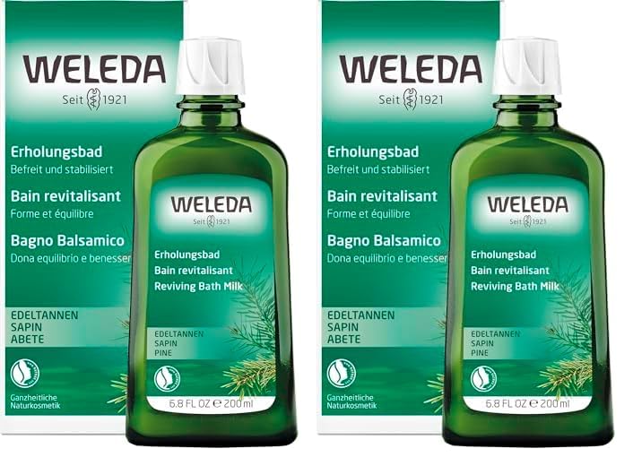 WELEDA Bio Edeltannen Erholungsbad, Naturkosmetik Bio Bade Essenz mit ätherischen Ölen von Fichten und Edeltannen zur Entspannung und Pflege, Badezusatz für innere Kraft (1 x 200 ml) (Packung mit 2)