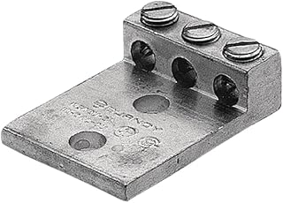 Burndy K3A25U-2 Universal Terminal, 3 Conductor lugs, 14 Str. - 1/0 Str. Aluminum or Copper Wire Range with 2 Pad Hole, 3/8" Stud Hole, 1.94" Width, 2.91" Length, 0.88" Height, 0.25" Thick, 50lb Recommended Tightening Torque