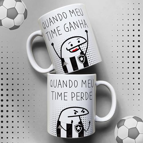 Caneca Botafogo Torcedor, Porcelana, Quando Time Ganha/Perde, Branca
