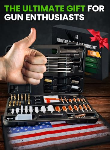 Universal Gun Cleaning Kit for All Guns 65pcs - Portable Gun Cleaning Kits for Handguns and Rifles, Shotgun, Airsoft - Incl. Stainless Steel Rods, Brass Jags, Gun Cleaning Patches, Cleaning Swabs