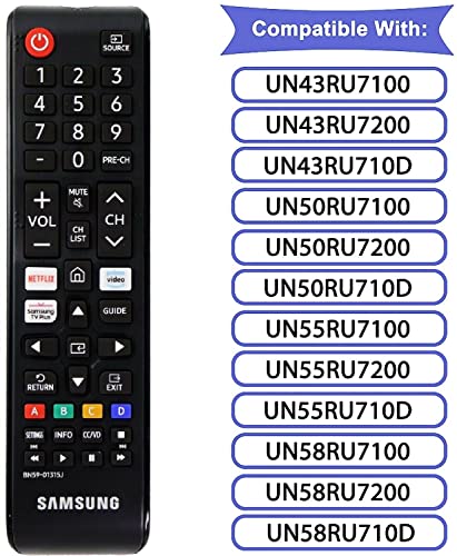 OEM Original BN59-01315J Replacement Remote Control Applicable for Samsung UHD Curve Ultra HDTV LED 6 7 8 Series TV, with Netflix/Prime Video/Samsung TV Plus Short Keys