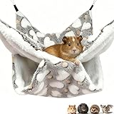 Guinea Pig Ferret Hammock for Cage - Double-Decker Hanging Bed for Kitten Only (Under 3 lbs) - Fits Sugar Glider,Fancy Rat,Hamster,Gerbil - Machine Washable - 13.3' x 13.3' - Love Coffee Pattern