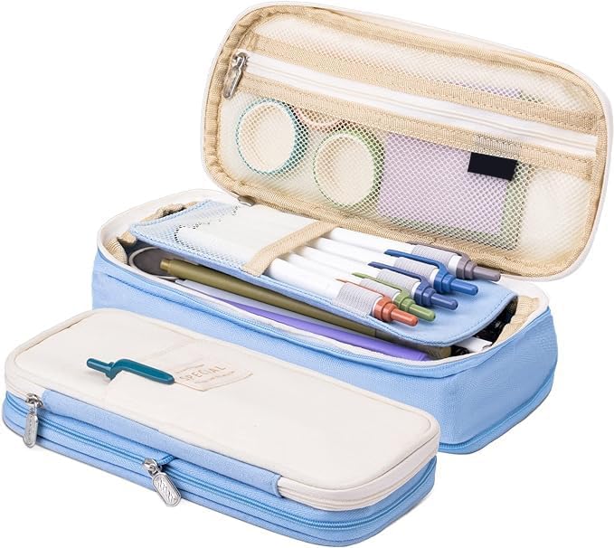 Miniatura 6 de Colorido estuche de almacenamiento grande para lápices con cremallera, organizador de gran capacidad, para oficina, caja de soporte de viaje