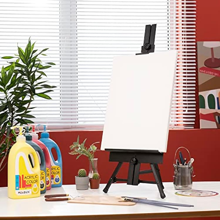MEEDEN Tabletop Easel Stand for Painting & Display,Premium Aluminum Art Painting Easel,Portable Paint Easel for Canvas Painting, Desk Tripod Easel for Adult, Beginner, Artist, Hold Canvas up to 24''