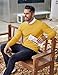COOFANDY Men Crew Neck Sweater Ribbed Knit Slim Fit Long Sleeve Pullover Top for Casual Dressy Yellow