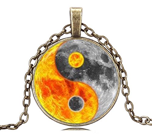 GEMINGO 2018 Sun and Moon Yin Yang Necklace Paper Art Yin Yang Necklace for Men (Golden)