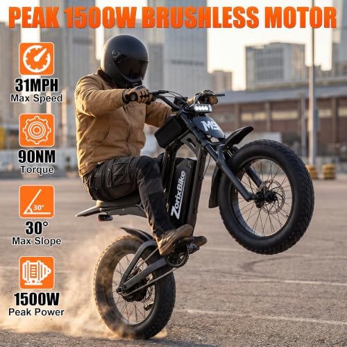 ZorixBike M9 Series EBike for Adults, NFC Unlock, Fat Tire E-Bike, UL 2849