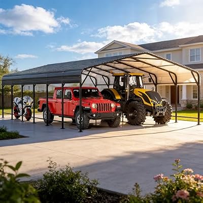 BETISEF 20x30 FT Metal Heavy Duty Carport, Car Ports Canopy with Reinforced Frame and All Weather Protection Galvanized Steel, Garage Shelter kit for Boat, Car, Tractor and Truck